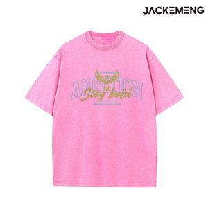 T-shirt Oversize in <span class=keywords><strong>Cotone</strong></span> Lavato con Stampa Aquila e Citazione Motivazionale - Stile Retrò Streetwear Casual - Magazzino USA - Vendita all'Ingrosso - Product Image 5