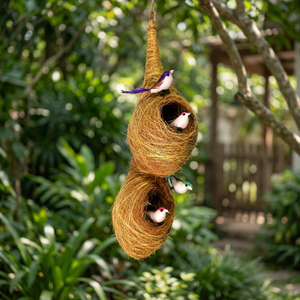 Nido de Pájaro de Fibra de Coco de Múltiples Niveles Hecho a Mano, Adorno Colgante Ecológico de Fibra Natural, Diseño Art Deco, Origen Orissa, Decoración para el Hogar - Product Image 4