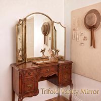 Miroirs de courtoisie 3 voies 30 x 37 po, miroir pliant réglable pour salle de bain et chambre à coucher, miroir décoratif mural à 3 faces