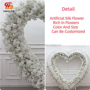 Arche de fleurs blanches en forme de cœur en soie artificielle de haute qualité SMOOTH pour mariage avec support, toile de fond pour demande en mariage 1,8-2,4 m - Product Image 2