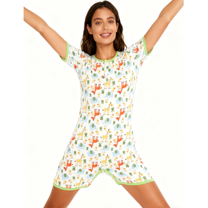 Body de Algodón Estampado para Adultos con Pierna Corta, Pijama Enterizo <span class=keywords><strong>ABDL</strong></span> para Mujer con <span class=keywords><strong>Manga</strong></span> Corta y Broches en la Entrepierna - Product Image 3
