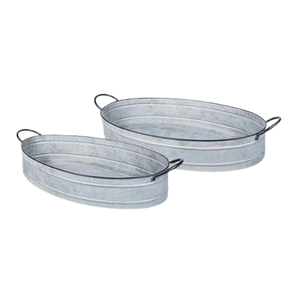 Galvanized Metal <b>Tray</b> Rope Handle Galvanized Finished Serving <b>Tray</b> Weddings <b>Offices</b> Decorative Plating Serving <b>Tray</b> - Product Image 2
