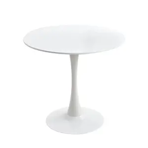 Meja kopi putih murah MDF meja Tulip bulat mengilap putih modern meja kopi bersarang