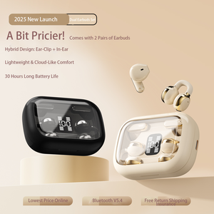 Écouteurs doubles 2025 : 2 paires (clip/intra-auriculaires), batterie 30h, Bluetooth 5.4. Bas prix, . Confort pour tous les moments. - Product Image 5