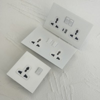 Interrupteur mural universel double prise 86 1/2/3/4 GANG 2 voies, panneau en acier inoxydable blanc, variateur de lumière UK13a, TV, ordinateur, 10A