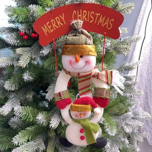 Festive Santa and Snowman with Merry Christmas Sign Hanging <b>Decor</b> Plush Christmas Tree Hanging Ornaments <b>Set</b> for Family <b>Party</b> - Product Image 5
