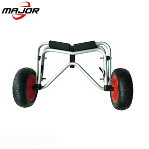Vente d'usine Remorque pliante pour bateau en argent Chariot de plage en aluminium Chariot à main pour canoë kayak avec roue à ballon - Product Image 2