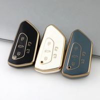 Housse de clé de voiture personnalisée Gold Edge TPU Material pour VW Golf PoloTiguan Passat Caddy Auto Folding Key Case Fob Remote bag