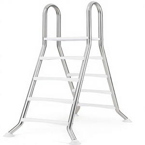 Scala per Piscina Fuori Terra in Acciaio Inossidabile, Robusta con Piattaforma Superiore, Gradini Antiscivolo a 4 Livelli, Scala Girevole a Doppio Lato - Product Image 1