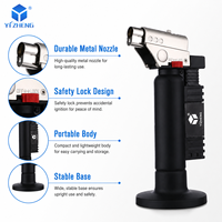 Briquet torche YIZHENG à verrouillage de sécurité, haute puissance, à allumage direct, rechargeable, pour usage extérieur et cuisine, coupe-vent, flamme simple