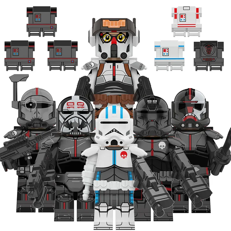 KT1047 The Bad Batch Star Clone Force Trooper Wars Hunter Wrecker Crosshair Tech Mini Action Building Blocks Figures Kids Toys