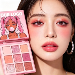 พาเลทอายแชโดว์สีชมพู 9 สี แบรนด์ส่วนตัว เนื้อแมตต์ ชิมเมอร์ กลิตเตอร์ กันน้ำ เม็ดสีแน่น - Product Image 4