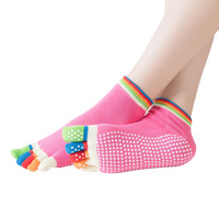 Chaussettes de yoga colorées à cinq doigts, à bout ouvert et à dos ouvert, professionnelles, antidérapantes, pour femmes, chaussettes à cinq doigts, chaussettes à orteils séparés