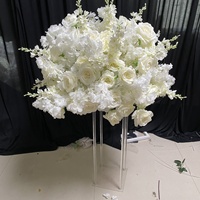 Guirlande de fleurs artificielles blanches de luxe pour arche de mariage, décoration de table événementielle, chemin de table, couronne, fleurs de cerisier, roses, soie, perles, coton