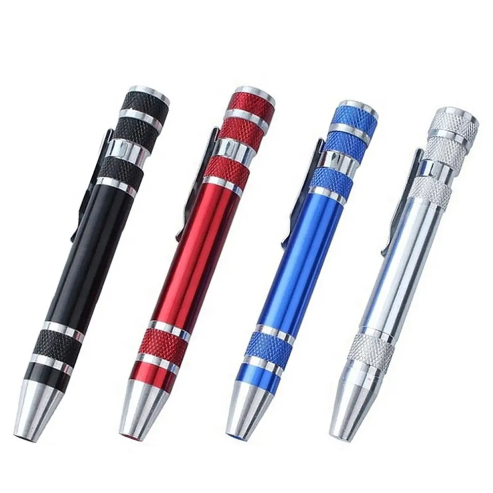 BST Wholesale Custom magnetic screw driver 8 in 1 Pen shaped multi function pocket precision slotted screwdriver set