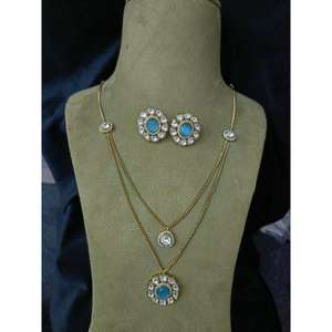 Ensemble de collier à pendentif de qualité supérieure pour filles femmes AD CZ laiton plaqué or rose ethnique pour la fête - Product Image 6