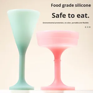 Juego de Copas de Vino de Silicona Coloridas, Resistentes al Calor, Ecológicas, Irrompibles, Portátiles, para Campamentos, Picnics, Vino Tinto - Product Image 3