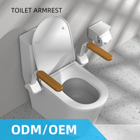 HEXU Poignée de Soutien Pliable en Bois Massif Sans Perçage, Barre d'Appui de Sécurité Thermolaquée pour Toilettes, Idéale pour Personnes Âgées et Femmes Enceintes à Domicile