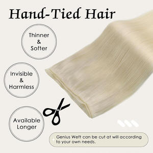 AngelBella Blonde 14-32 pouces Genius Weft Extensions Cheveux Humains Doux Mains Attachées Extensions de Cheveux Humains Vierges Trame de Cheveux Humains - Product Image 2