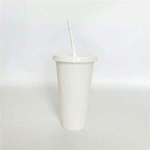 Gobelets en plastique pour boissons froides Boba avec logo personnalisé, couleur claire, avec couvercle et paille, anti-fuite, capacité de 8 à 32 oz - Product Image 1