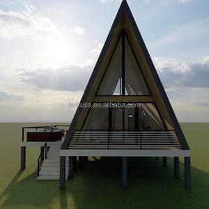 プレハブログハウスフレーム三角形屋根小さな木造住宅 - Product Image 2