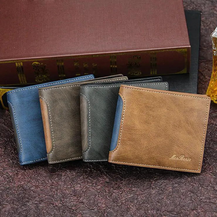 Wholesale 2022 custom new fashion men wallets short design male purse pocket leather wallet for man