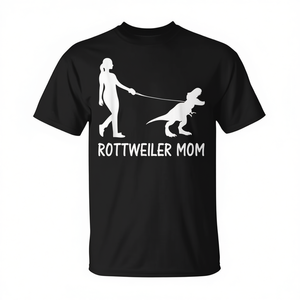 Camiseta Rottweiler Mom Negra Unisex para Adulto, Manga Corta, Cuello Redondo, Diseño Serigrafiado para Amantes de los Perros - Product Image 2