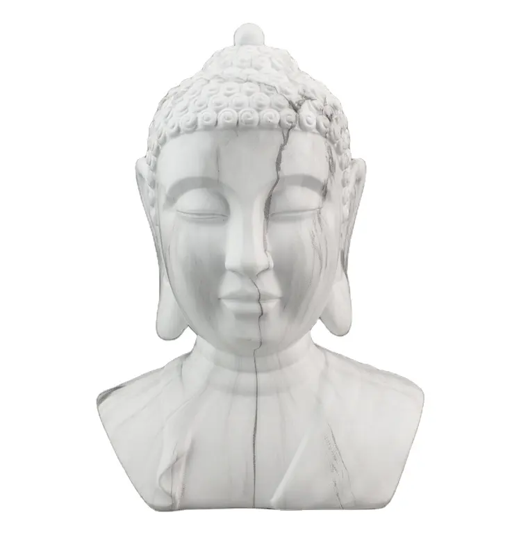 Resin Craft Statue Resin Craft Figures Water Transfer Printed White Porcelain Buddha Head