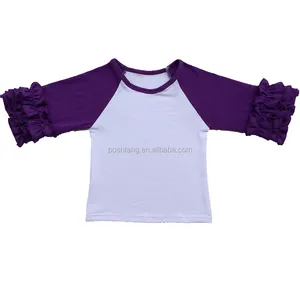 Factory Wholesale Mardi Gras Shirts Blank Kids Baby Girls 3/4 sleeve Raglan Shirts