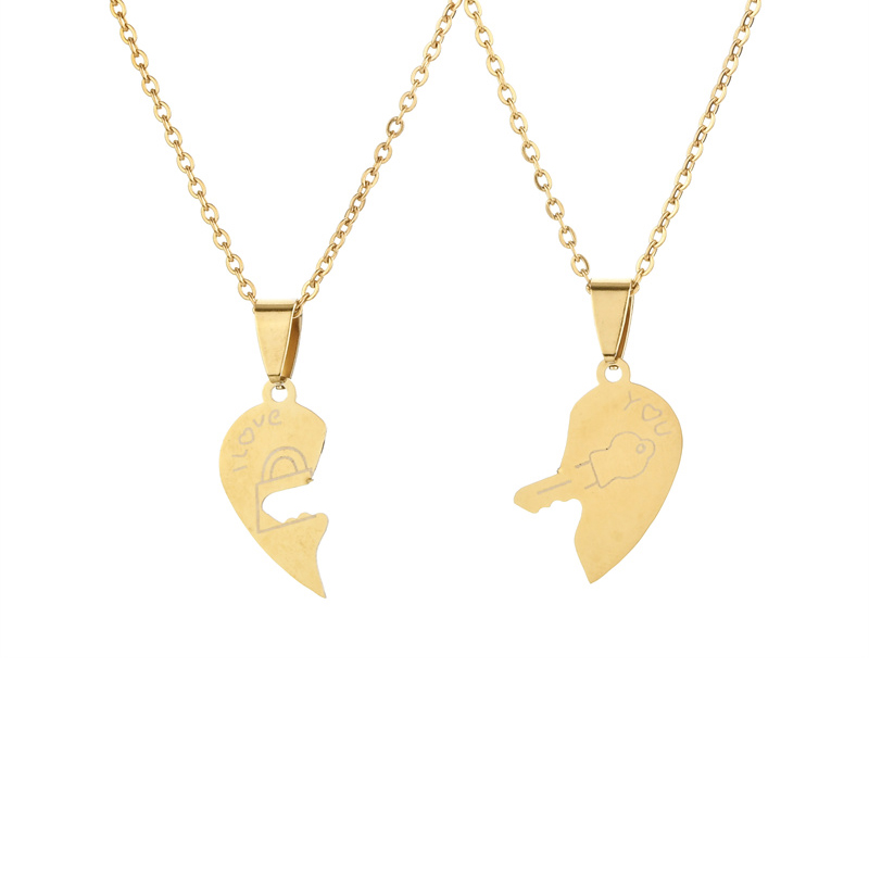 Coppia di collane – Ciondolo a forma di cuore – Set coordinato per innamorati, anniversario, fidanzamento, matrimonio, San Valentino, Natale, compleanno Maodom