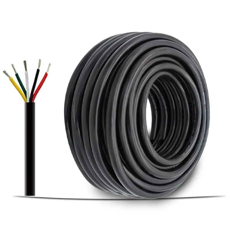 22AWG UL2464 cavo di alimentazione LED rosso, nero e giallo e bianco e verde 5 conduttori