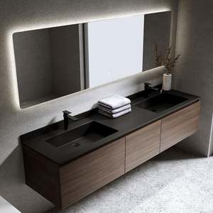 Modern Minimalist Dark Series High-end Hotel Style <b>Bathroom</b> <b>Vanity</b> with extra Large Smart Mirror - Product Image 1