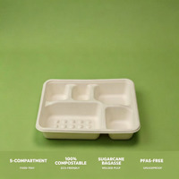 Boîte à lunch compartimentée biodégradable, contenant alimentaire jetable pour plats à emporter