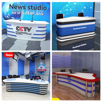 Bureau d'ancrage moderne pour la formation aux actualités Comptoir de bar Bureau d'accueil Bureau de diffusion en direct Diffusion de médias TV Bureau MDF Bâtiment scolaire