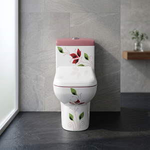 Piège à toilettes en une pièce avec bidet décoratif au sol, WC, siège à fermeture en douceur, articles sanitaires de salle de bains modernes, Aqua Green - Product Image 6