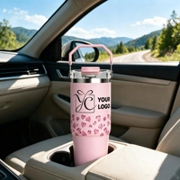 Hotselling Premium Kwaliteit 30oz RVS Tumbler met Handvat, Aangepaste Logo Hartprint, Geïsoleerde Reismok, Auto Waterbeker