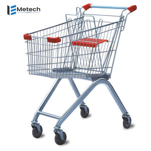 Chariots de courses de supermarché en gros d'usine, chariots à main à 4 roues en acier métallique pour les courses au supermarché - Product Image 2