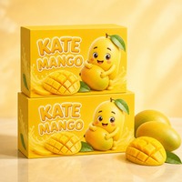 Op maat gemaakte bedrukte stevige geschenkverpakking voor Keitt Mango premium fruitverpakkingen, cartoonontwerp deksel en bodem, groothandel OEM