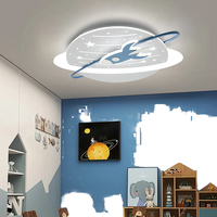 Plafonnier LED moderne pour la protection des yeux des garçons et des filles Rocket Cartoon Planet Design pour la maison, le bureau et la villa.