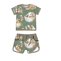 Ensemble de vêtements pour enfants en bambou, haut à manches courtes confortable et respirant, ensemble de pyjama en bambou pour bébé, 2 pièces