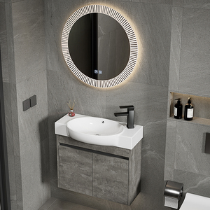 Petite armoire de salle de bain murale moderne en aluminium, miroir intelligent, lavabo en céramique ultra-étroit pour hôtel, villa - Product Image 2