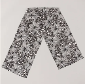 Women's Black & White Floral/Geometric Print Scarf Lightweight Cotton Neck <b>Wrap</b> Soft <b>Shawl</b> for All Seasons - Product Image 4
