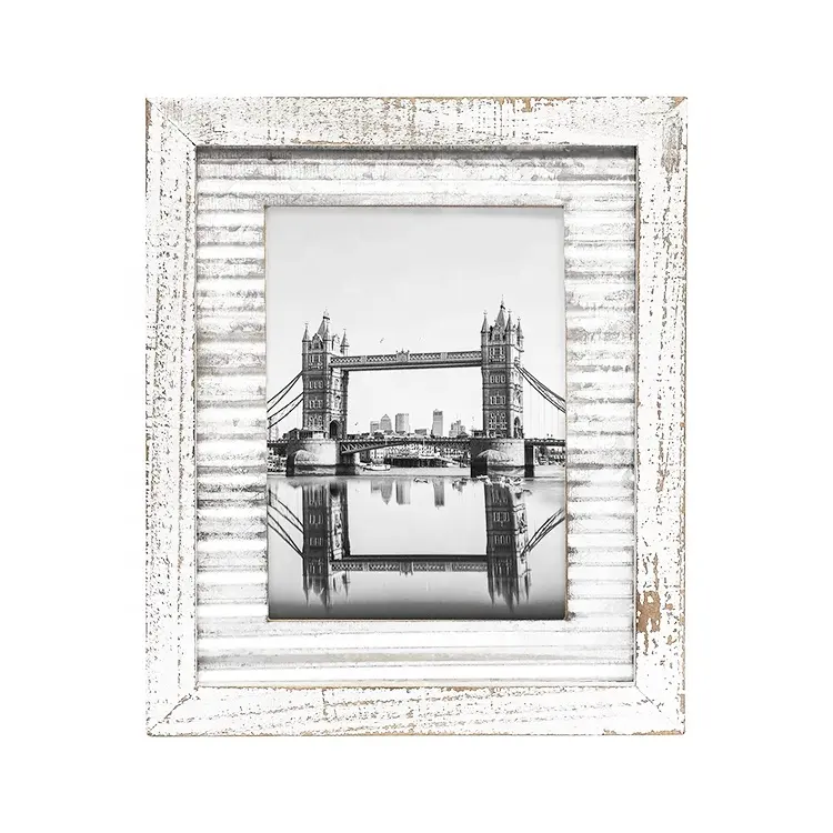 White 5" x 7" Picture Photo Frame Rustic Distressed Solid Wood Picture Photo Frame for Wall or Tabletop Display Picture