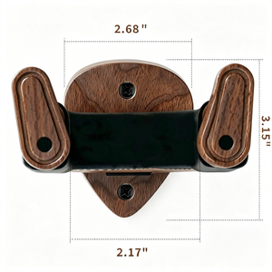 Heart-Shaped Guitar Pick Design Wooden Auto-Lock Guitar Wall <strong>Hanger</strong> for Acoustic Electric Guitar Bass Ukulele - Product Image 3