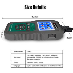 KW470 ABS SRS SAS Scanner de diagnostic automobile complet du moteur et testeur de <span class=keywords><strong>batterie</strong></span> 12V pour <span class=keywords><strong>Ford</strong></span> - Product Image 4