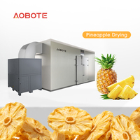 Industriële voedseldroger met temperatuurregeling, capaciteit 1000-1300 kg, voor fruit, groenten en ananas.