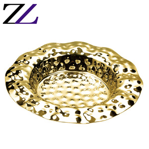 Assiettes rondes en acier inoxydable en forme de fleur or et argent martelé avec logo personnalisé <span class=keywords><strong>Plateau</strong></span> de décoration pour restaurant arabe - Product Image 3