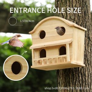 Nichoirs en bois, abris pour oiseaux de jardin extérieur, mangeoires pour oiseaux de cour, nichoirs de style villa, nids de reproduction et de repos - Product Image 4