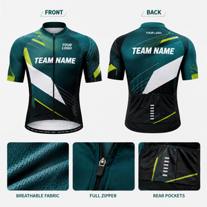 Custom <b>Cycling</b> Jersey Men Short Sleeve Full Zip Team Uniform Quick Dry Breathable Race Fit Shirt With Logo OEM ODM Supplier - Product Image 2
