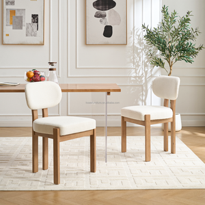 [Magazzino USA] <span class=keywords><strong>Set</strong></span> <span class=keywords><strong>di</strong></span> 2 <span class=keywords><strong>Sedie</strong></span> <span class=keywords><strong>da</strong></span> <span class=keywords><strong>Pranzo</strong></span> Moderne, Sedia <span class=keywords><strong>da</strong></span> Cucina Minimalista Imbottita in Tessuto Chenille con Gambe in Legno - Product Image 2